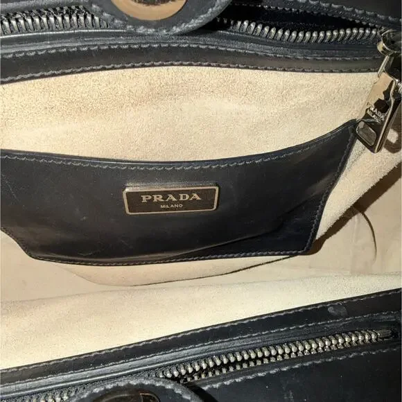 Prada Galleria Medium Satchel Tote Bag Black Double Zip Twin Pockets